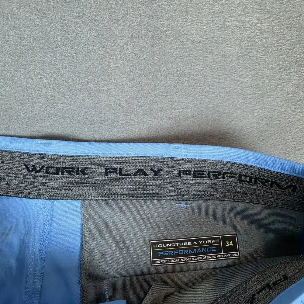Roundtree & Yorke Performance Golf Shorts Men's Size 34 Blue Stretch Lightweight
